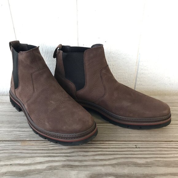 Timberland Port Union Mens Tan Nubuck Leather Chelsea Boots 13 A44KH - Picture 1 of 13